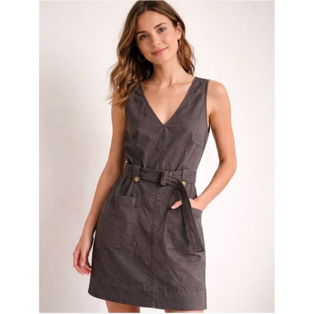 Maeve Anthropologie Oona Sleeveless V-Neck Utility Belted Dress Size 6 Chic Cute